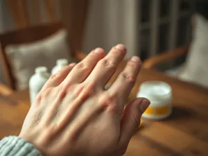 Uśmiechnięta kobieta z gładkimi, lśniącymi włosami w jasnej łazience, prezentująca efekt zdrowej pielęgnacji.