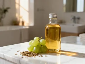 Plastry świeżego ogórka w szklanej misce z wodą, podkreślające naturalne i odświeżające właściwości domowego toniku.